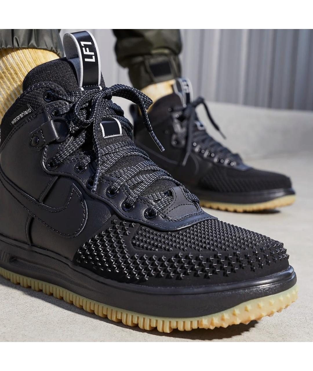 NIKE Черные кожаные высокие кроссовки / кеды, фото 9