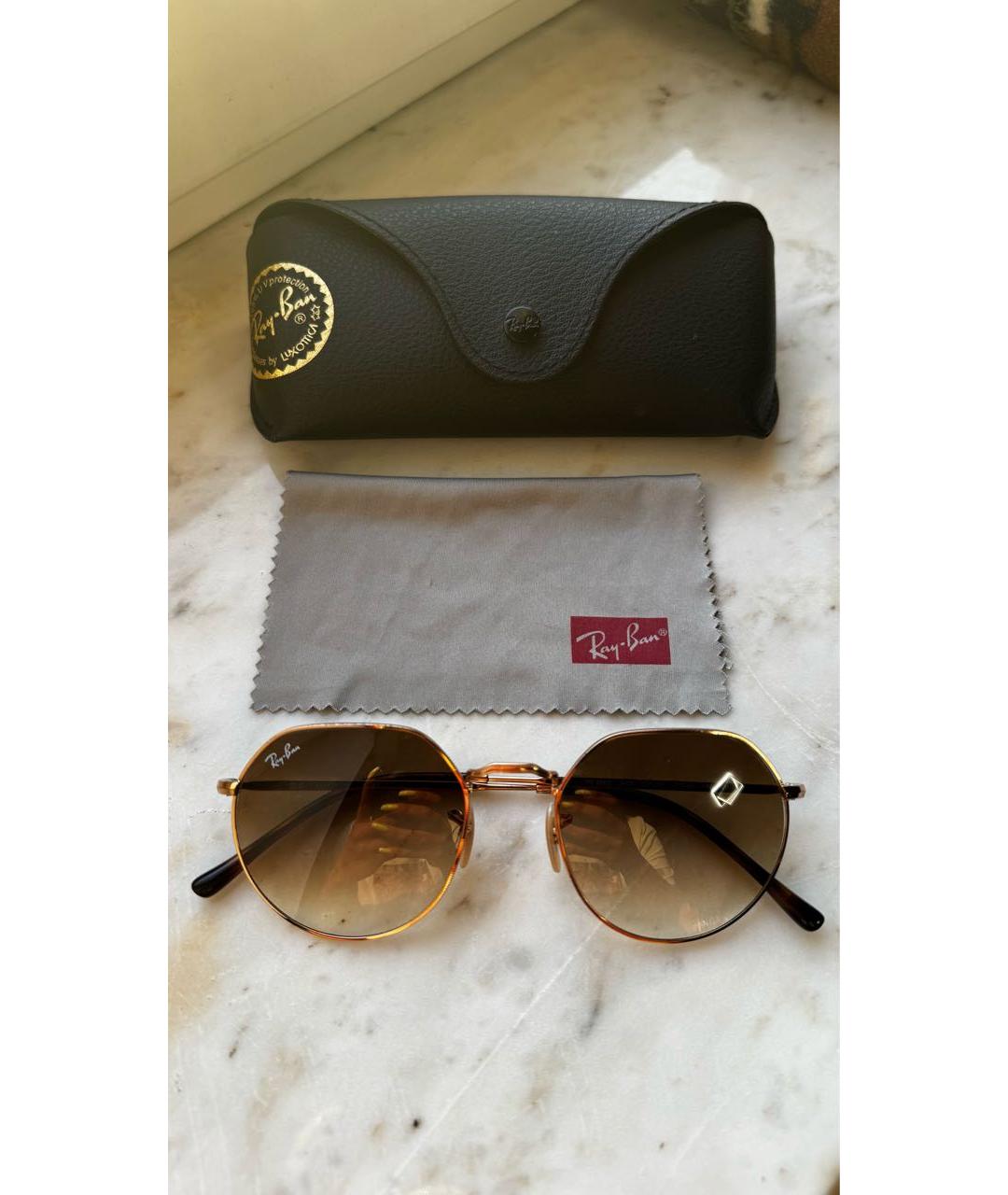 RAY BAN Коричневые металлические солнцезащитные очки, фото 2