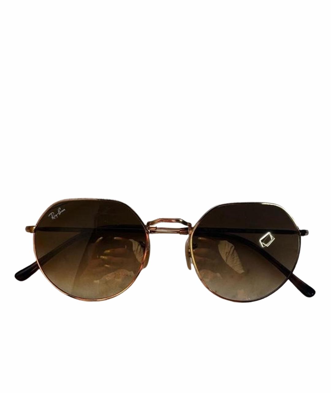 RAY BAN Коричневые металлические солнцезащитные очки, фото 1
