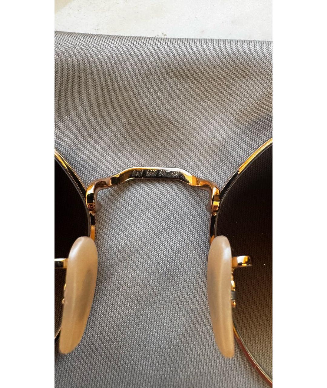 RAY BAN Коричневые металлические солнцезащитные очки, фото 5