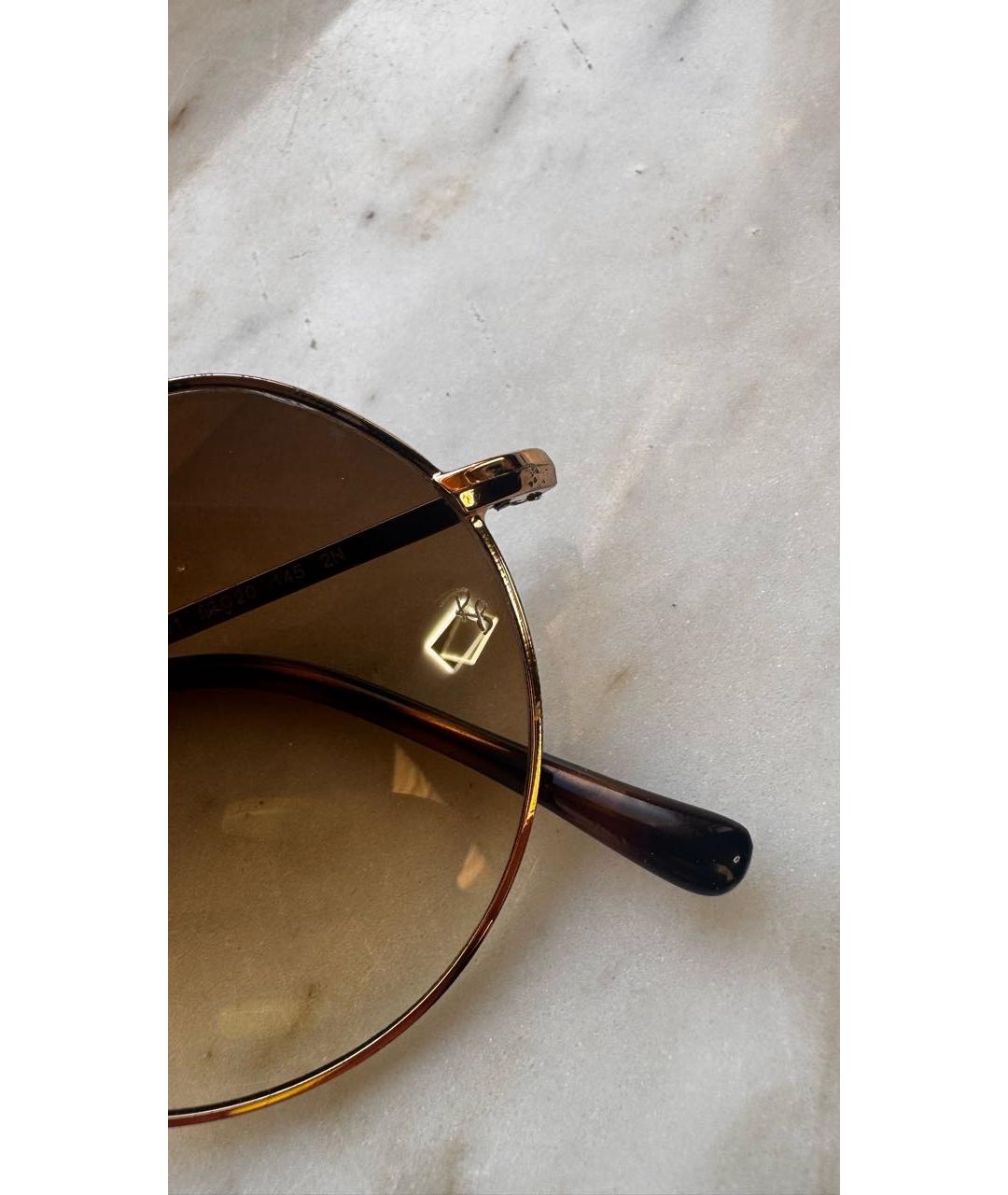 RAY BAN Коричневые металлические солнцезащитные очки, фото 4