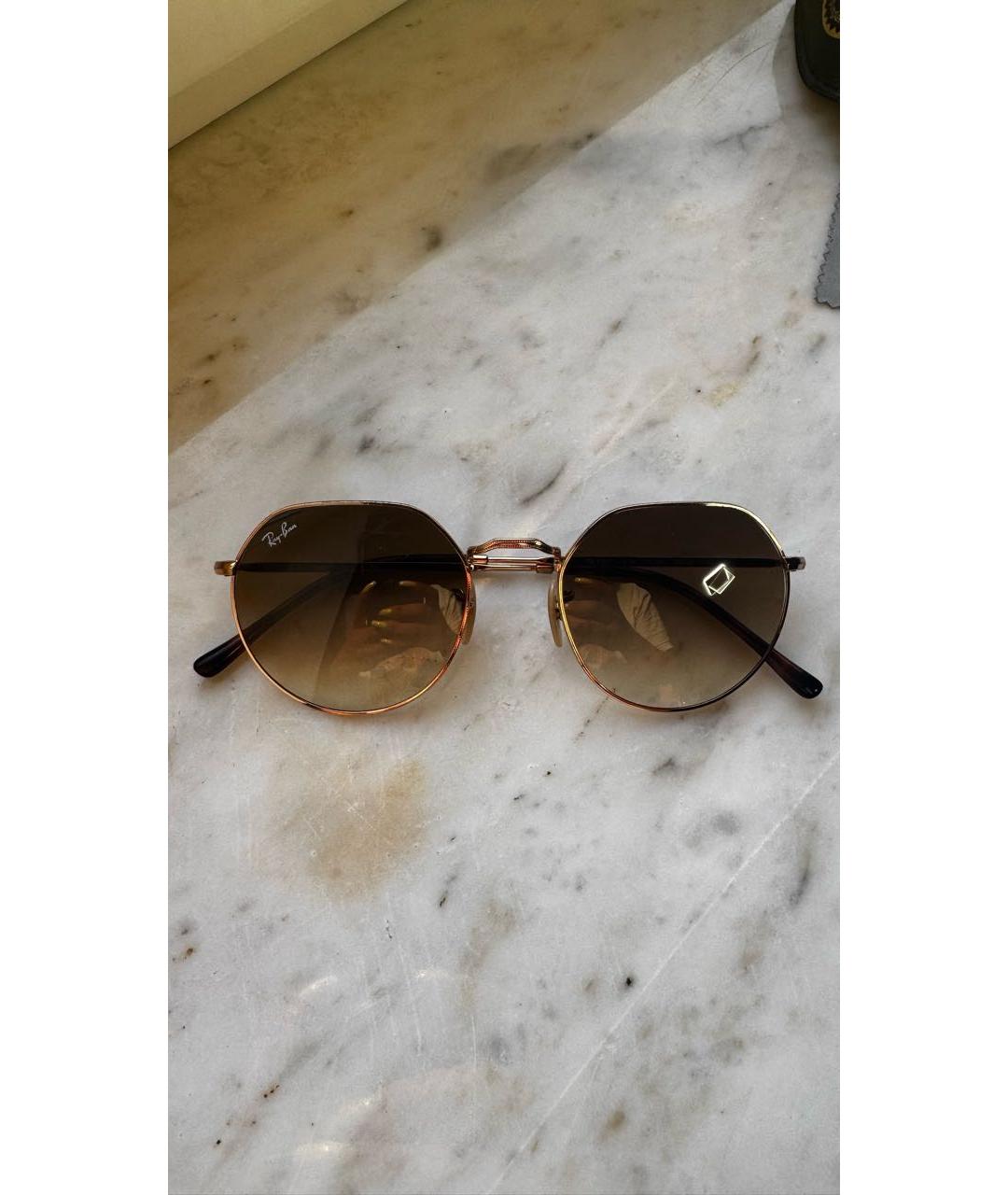 RAY BAN Коричневые металлические солнцезащитные очки, фото 8