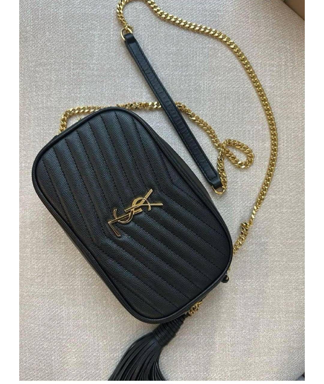 SAINT LAURENT Черная кожаная сумка через плечо, фото 3