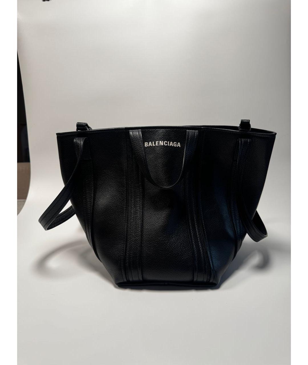 BALENCIAGA Черная кожаная сумка тоут, фото 9