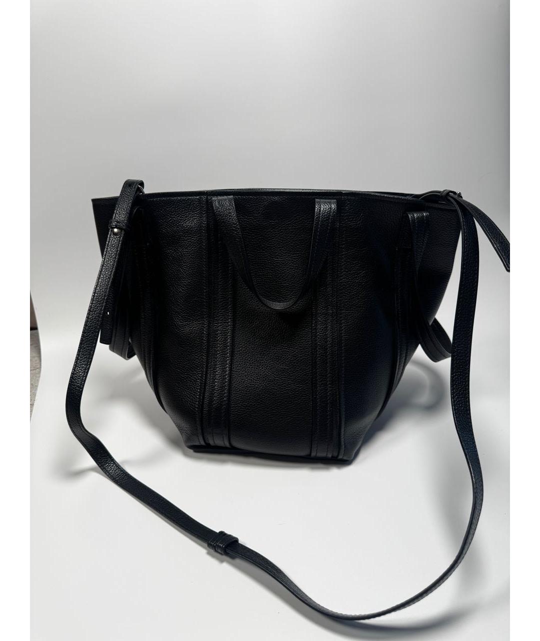 BALENCIAGA Черная кожаная сумка тоут, фото 3