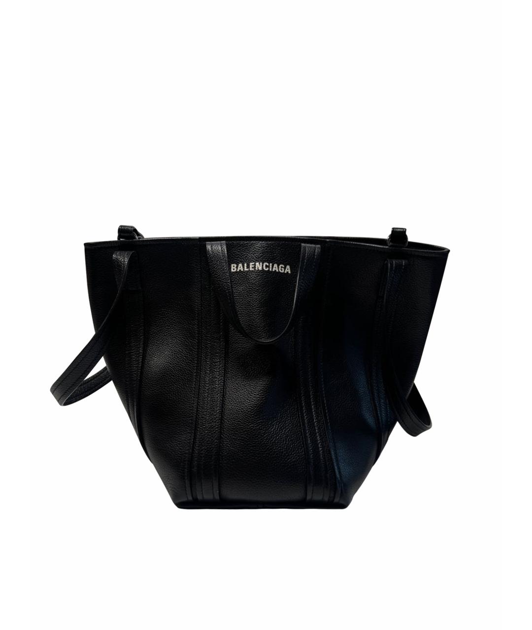 BALENCIAGA Черная кожаная сумка тоут, фото 1