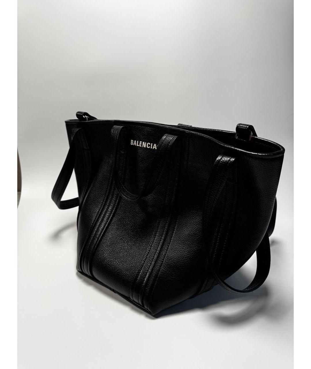 BALENCIAGA Черная кожаная сумка тоут, фото 2