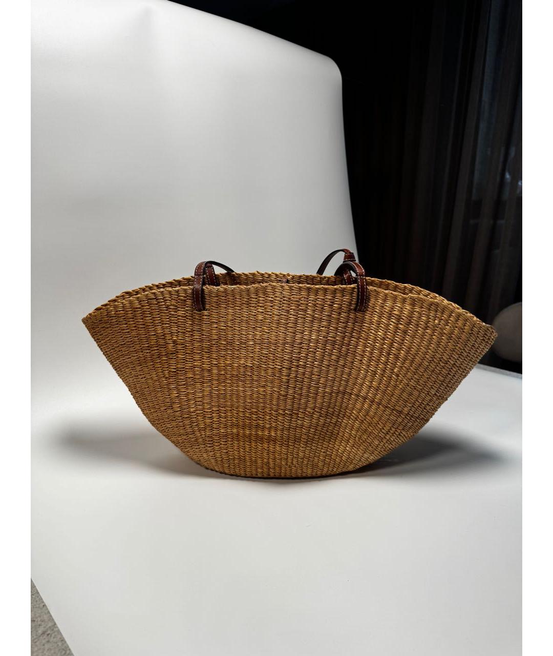 LOEWE Бежевая плетеная пляжная сумка, фото 3