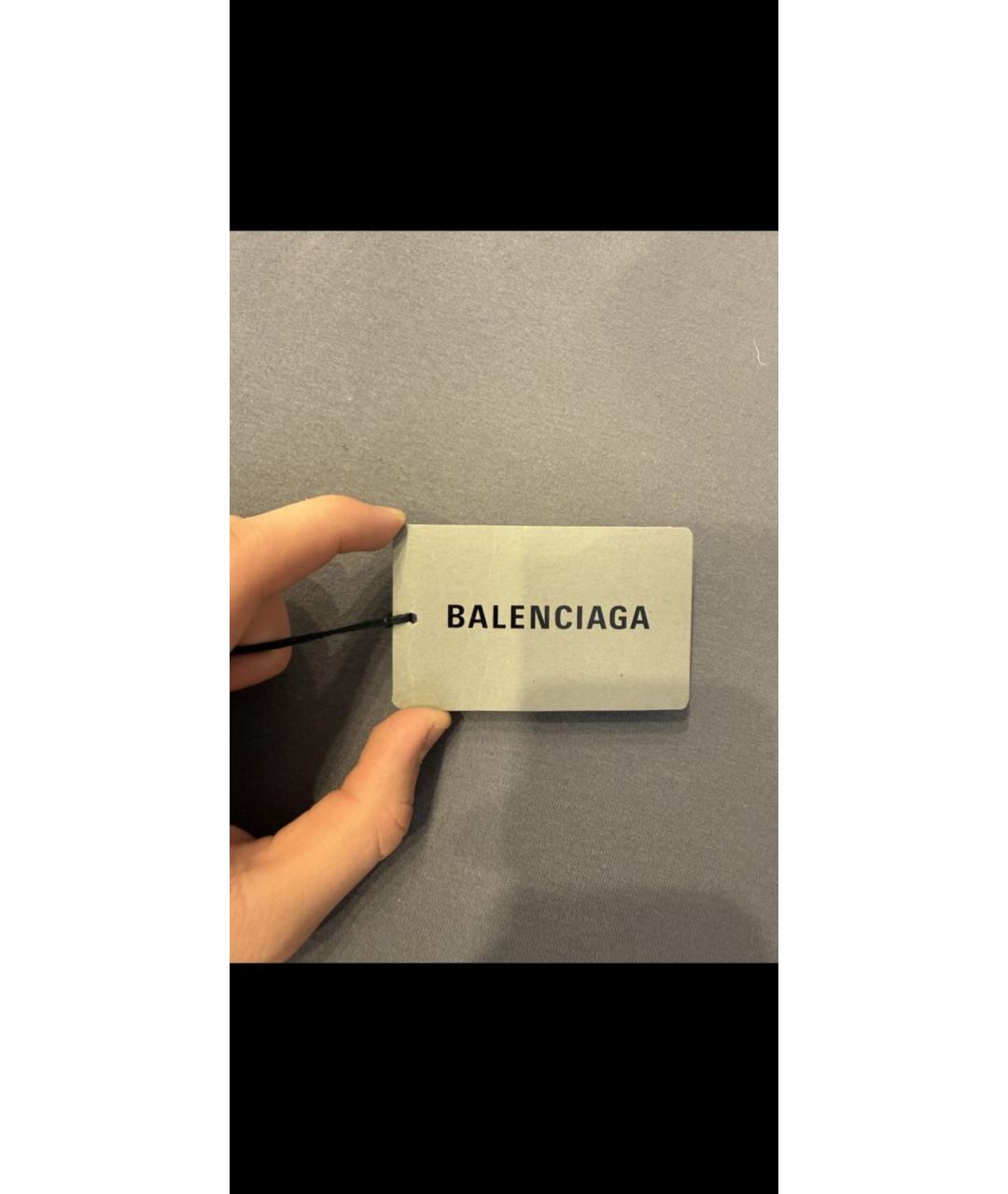 BALENCIAGA Серая хлопковая футболка, фото 5