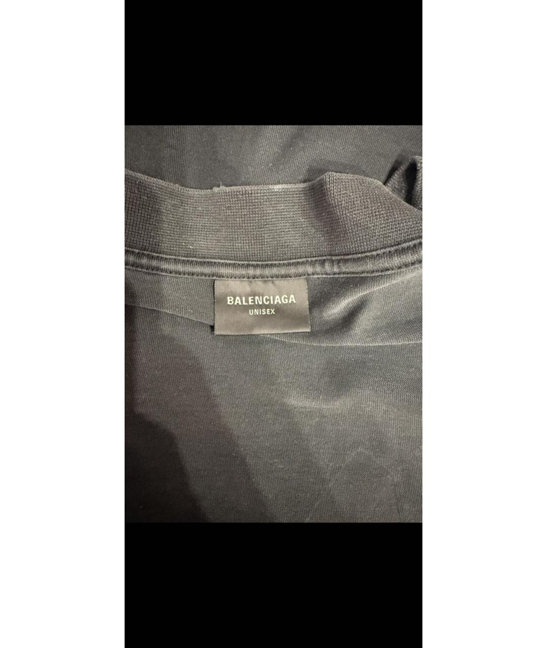 BALENCIAGA Серая хлопковая футболка, фото 4