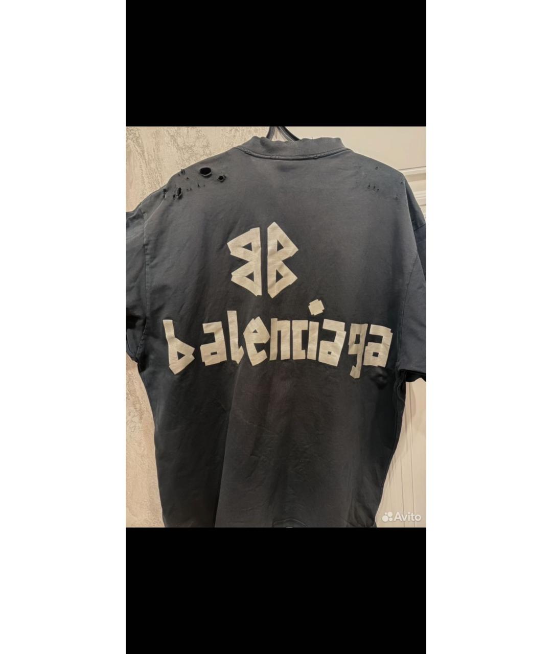BALENCIAGA Серая хлопковая футболка, фото 2
