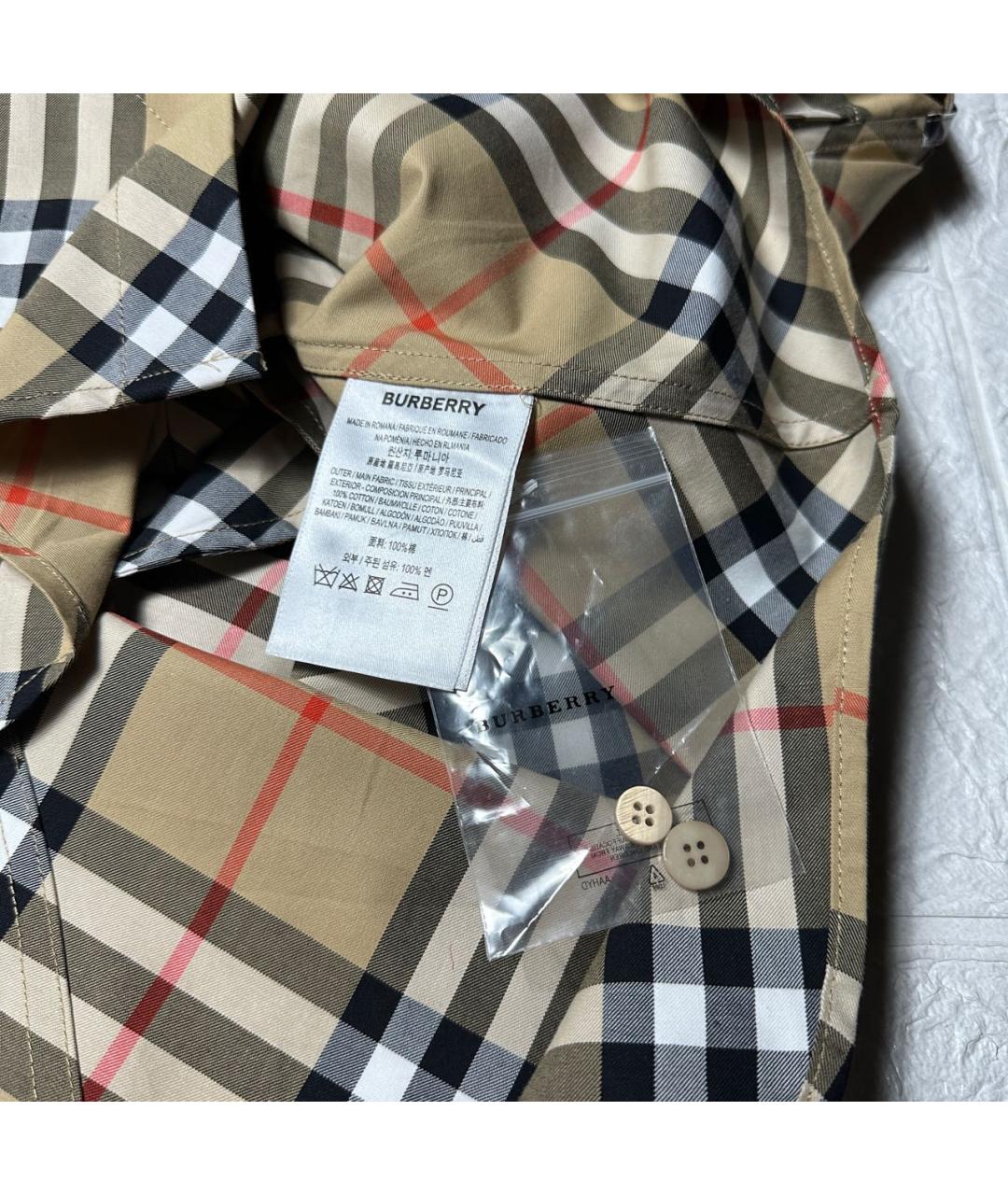 BURBERRY Бежевое хлопковое платье, фото 5