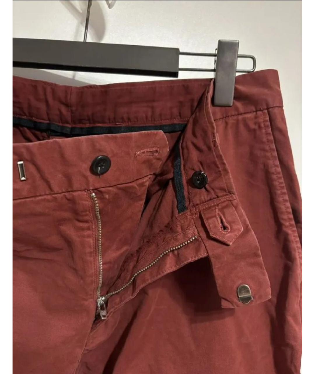 ZEGNA Бордовые хлопковые повседневные брюки, фото 4