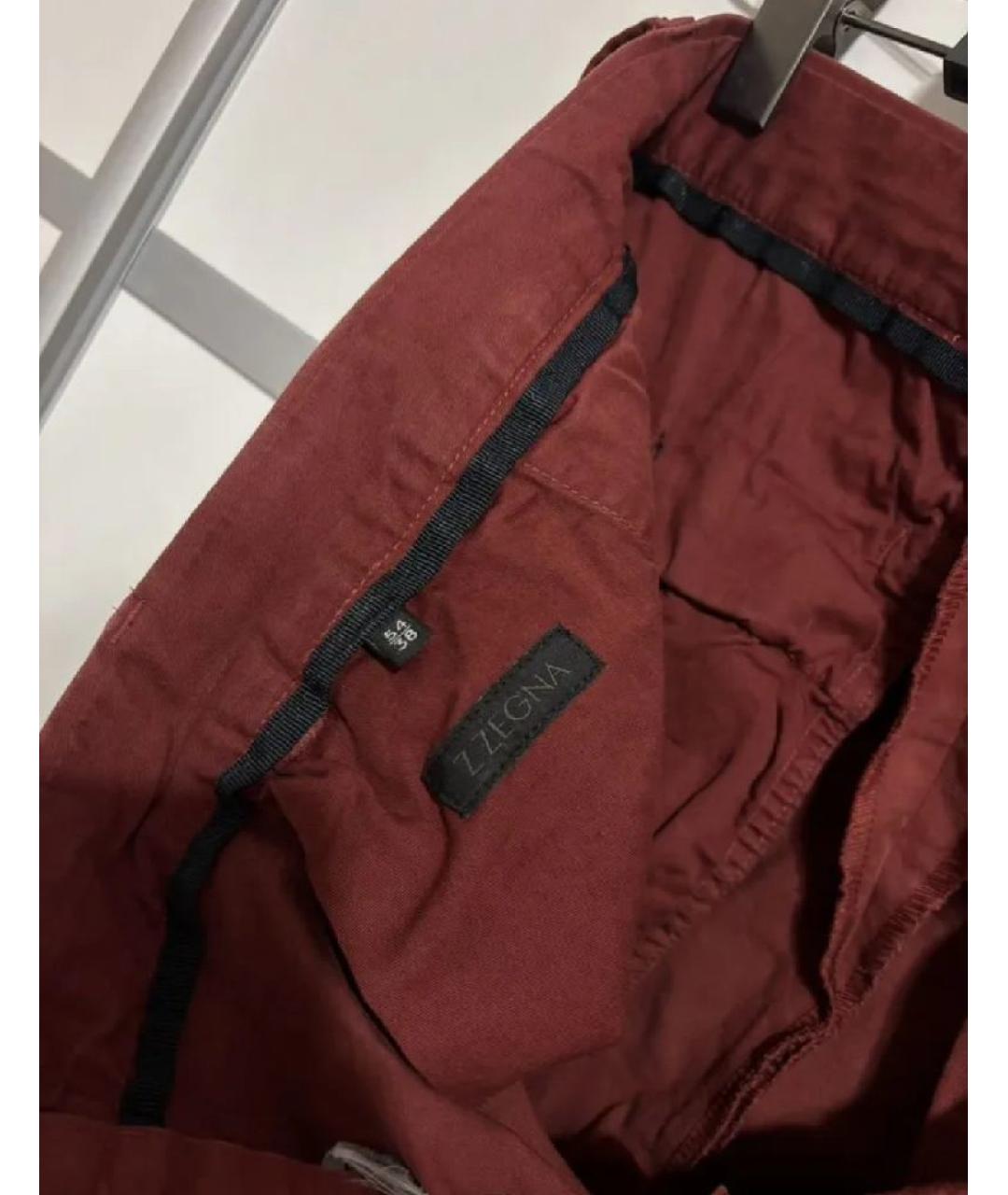ZEGNA Бордовые хлопковые повседневные брюки, фото 6