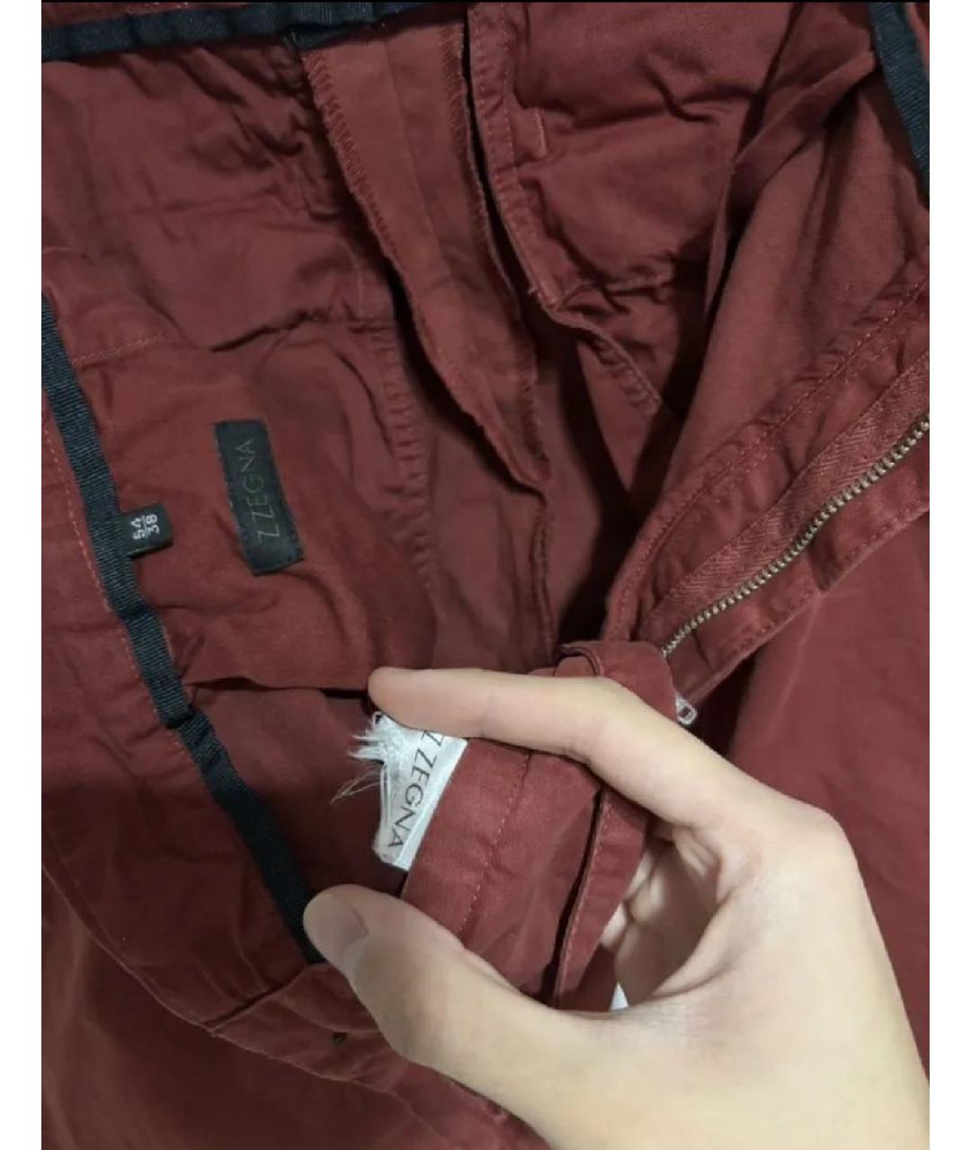 ZEGNA Бордовые хлопковые повседневные брюки, фото 3