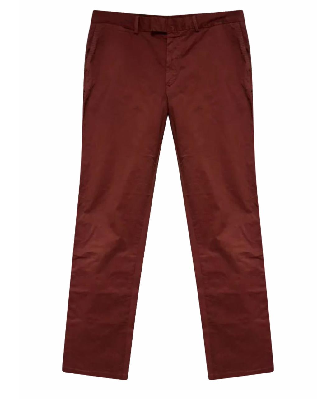 ZEGNA Бордовые хлопковые повседневные брюки, фото 1