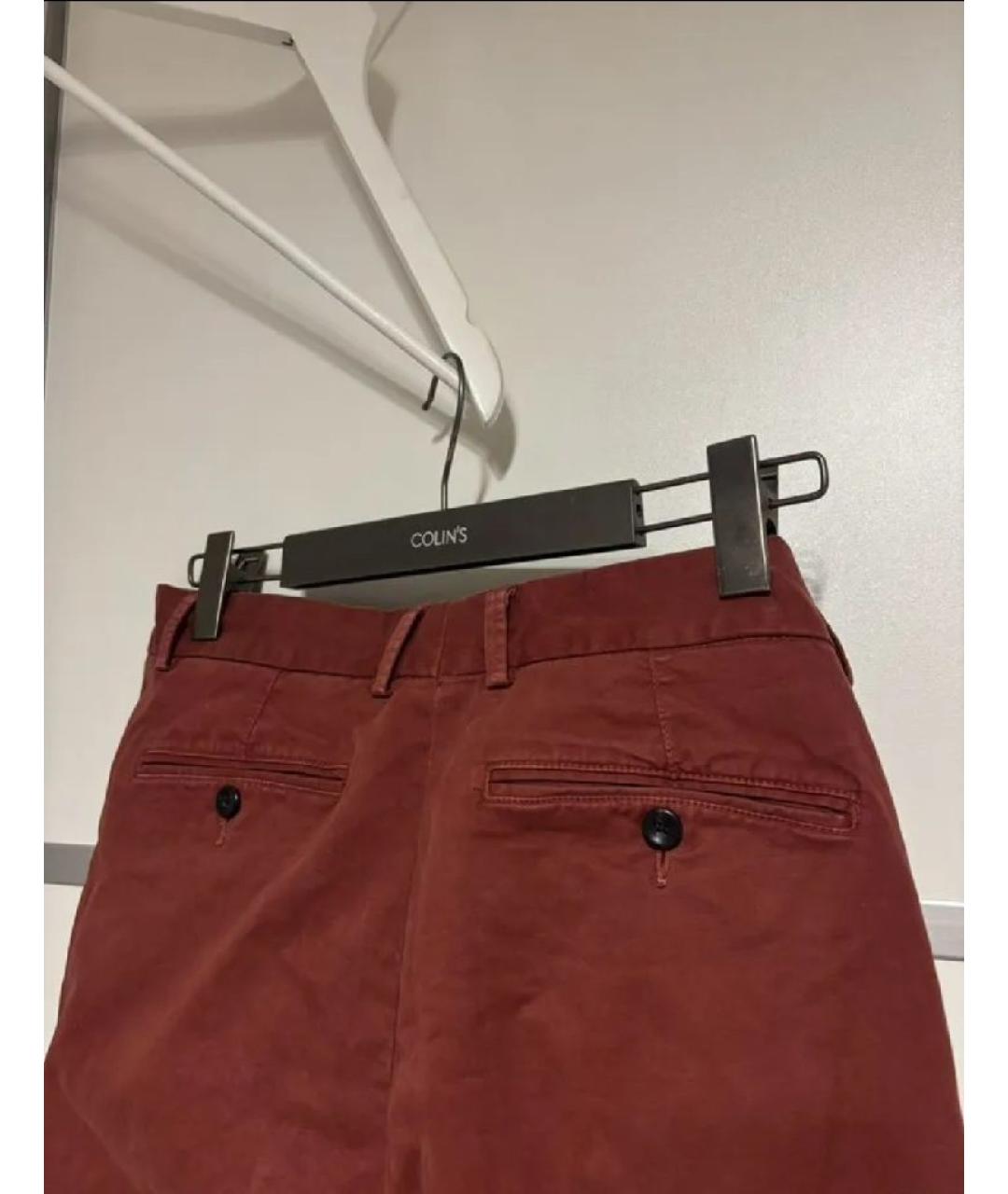 ZEGNA Бордовые хлопковые повседневные брюки, фото 2
