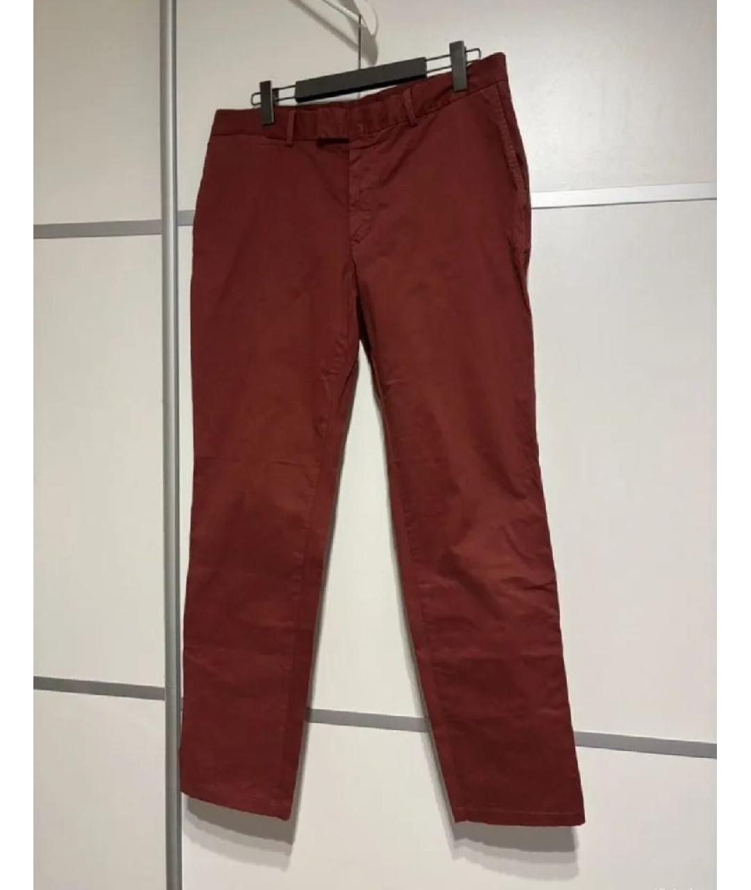ZEGNA Бордовые хлопковые повседневные брюки, фото 8