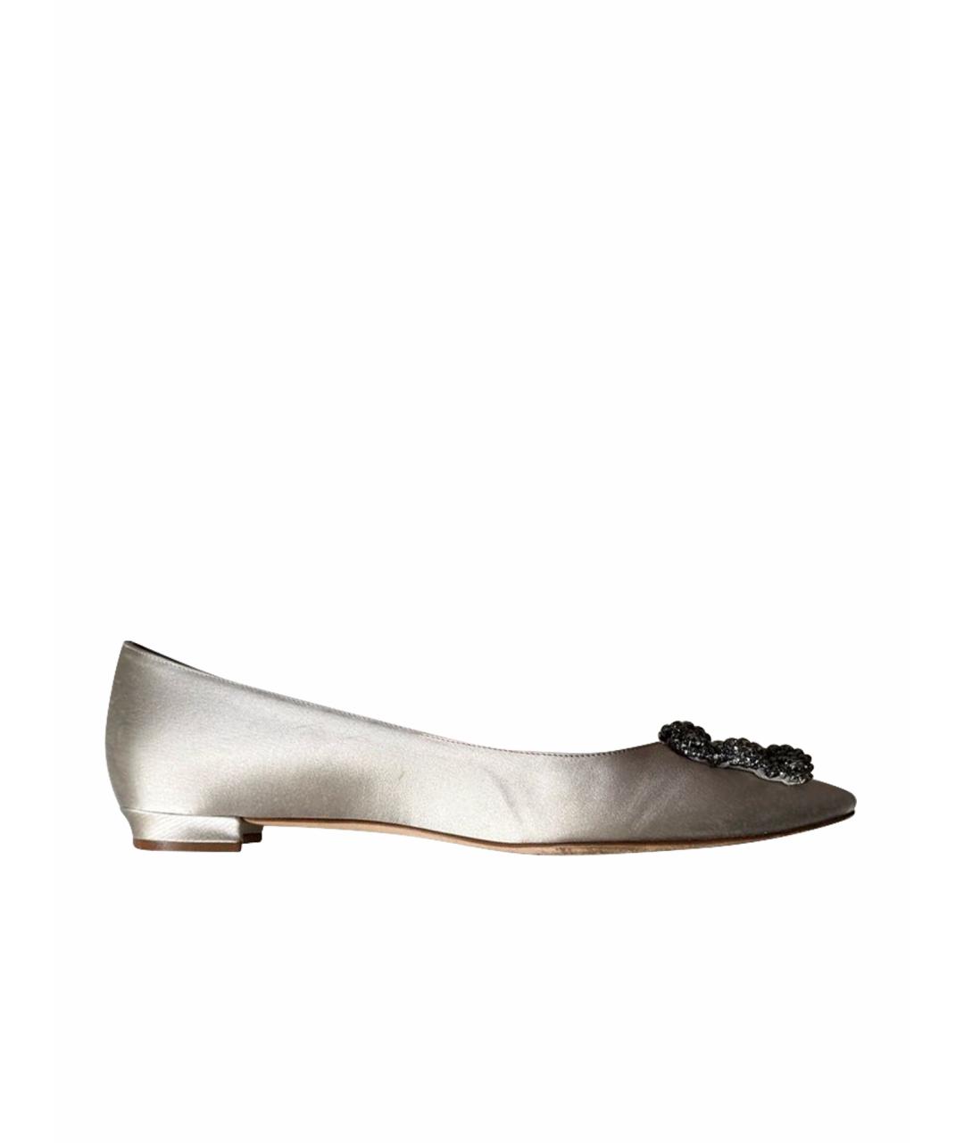 MANOLO BLAHNIK Бежевые текстильные балетки, фото 1