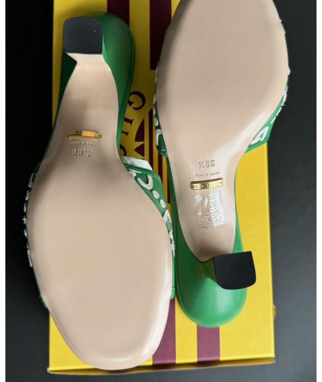 GUCCI Зеленые кожаные мюли, фото 3