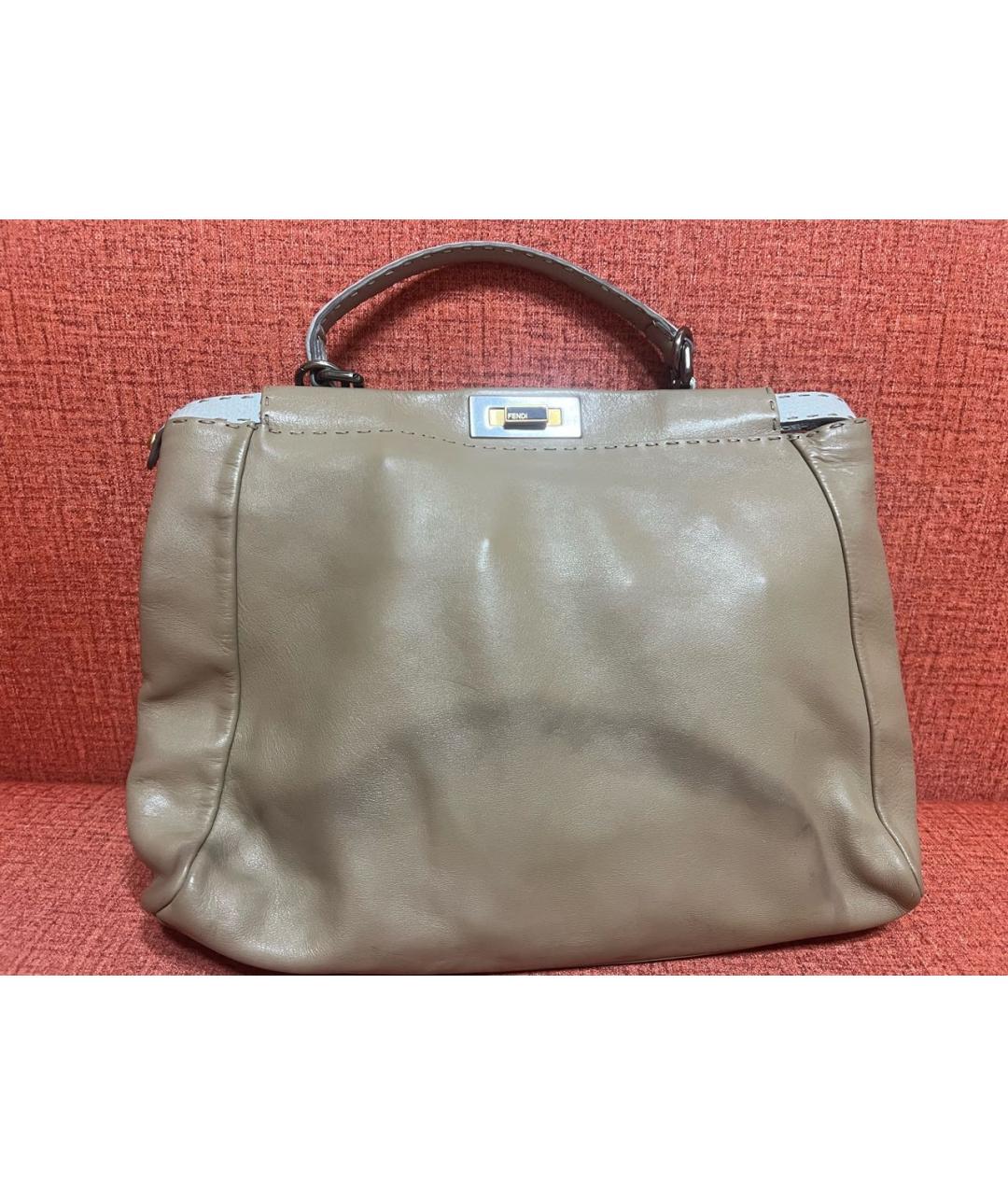FENDI Бежевая кожаная сумка через плечо, фото 3