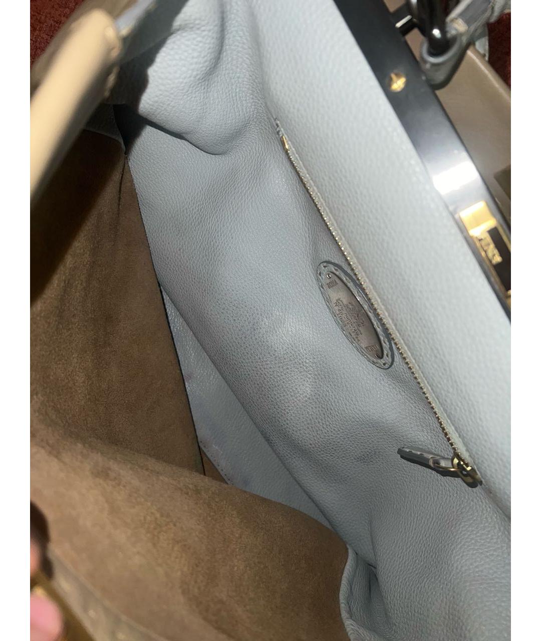 FENDI Бежевая кожаная сумка через плечо, фото 4