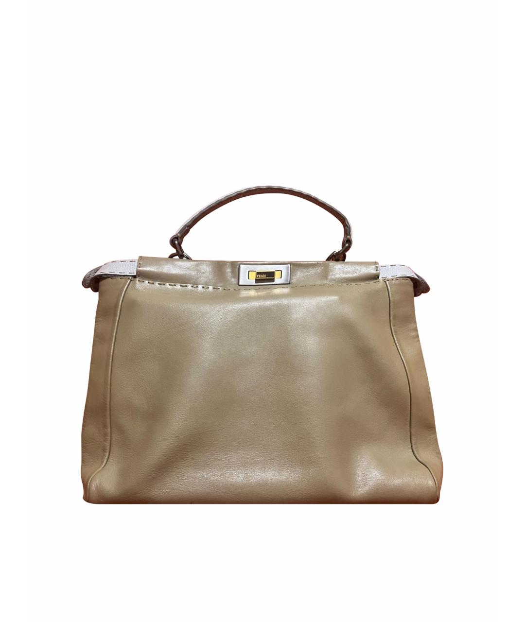 FENDI Бежевая кожаная сумка через плечо, фото 1
