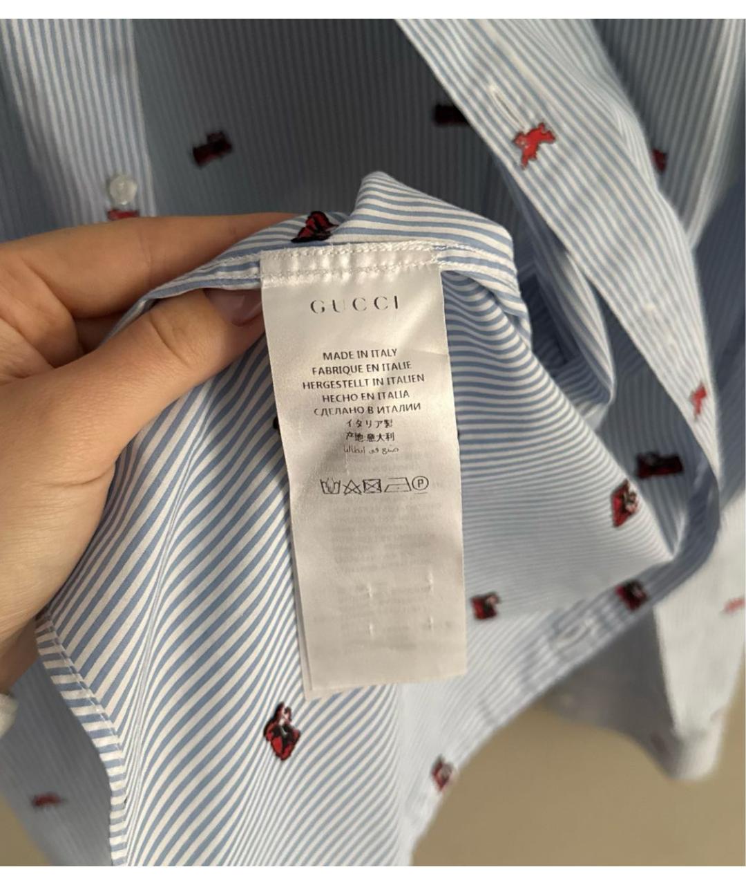 GUCCI Голубая хлопковая кэжуал рубашка, фото 6