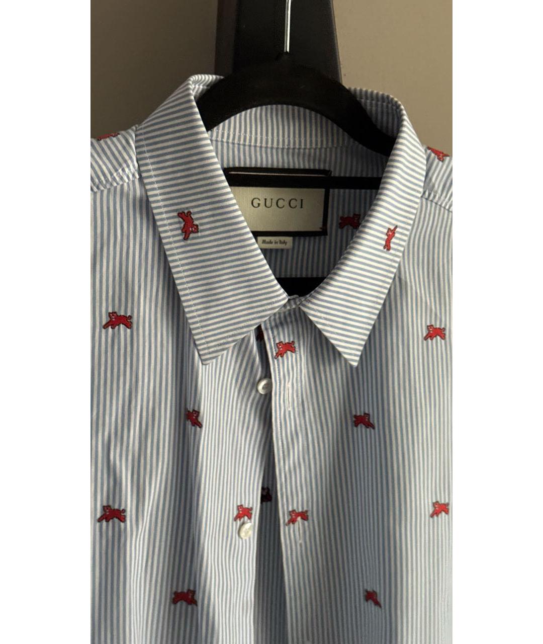 GUCCI Голубая хлопковая кэжуал рубашка, фото 3