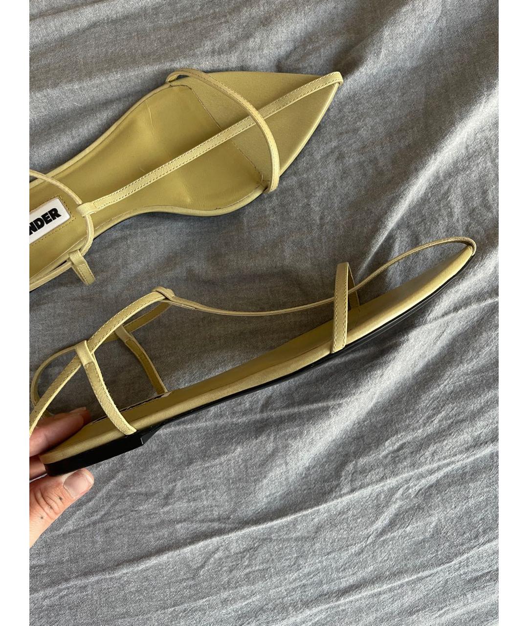 JIL SANDER Хаки кожаные босоножки, фото 2