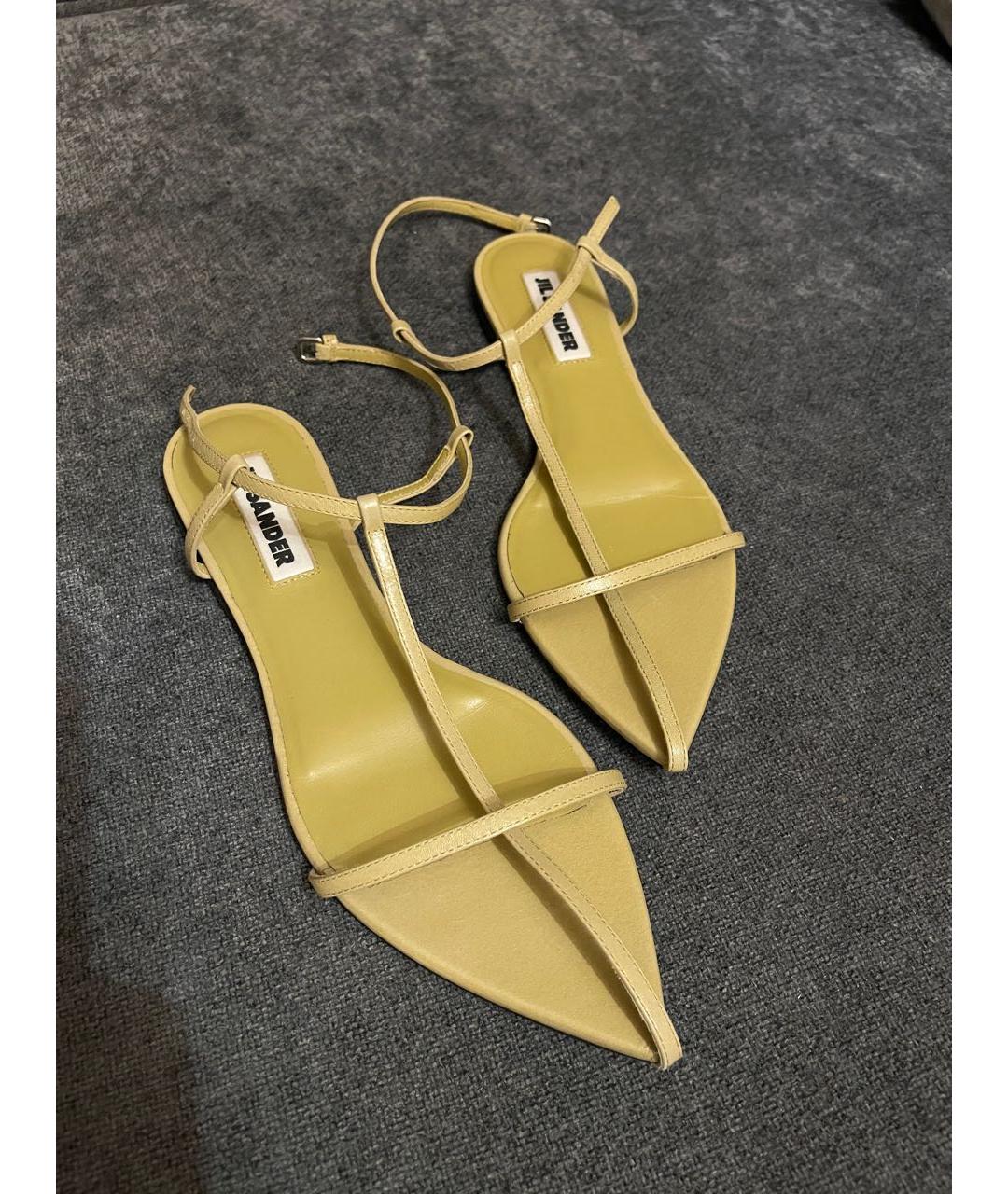 JIL SANDER Хаки кожаные босоножки, фото 5