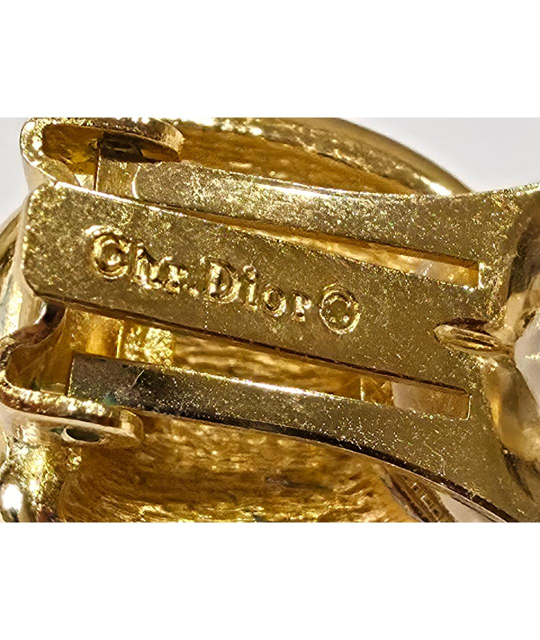 CHRISTIAN DIOR Золотые позолоченные клипсы, фото 3