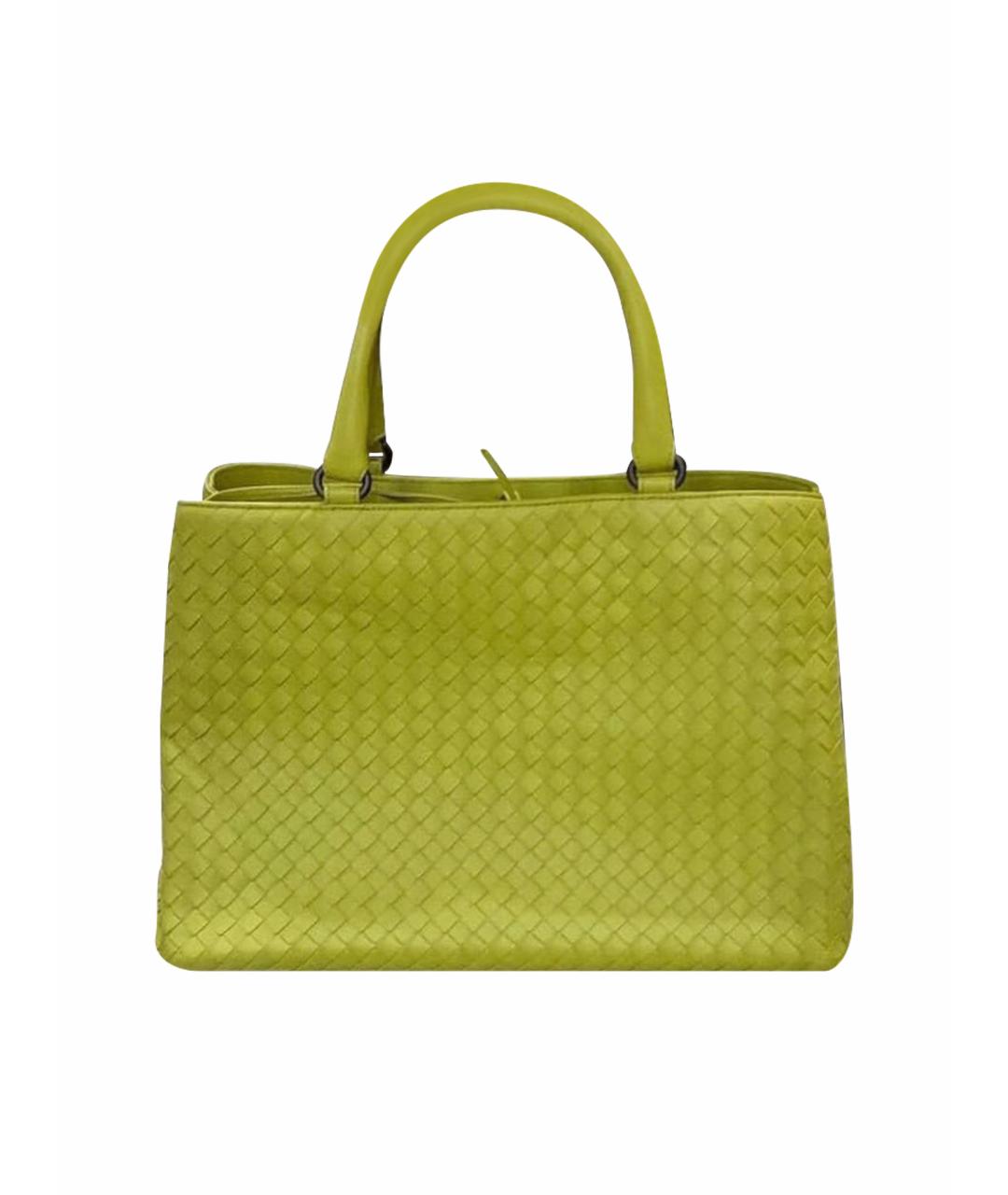 BOTTEGA VENETA Салатовая кожаная сумка с короткими ручками, фото 1
