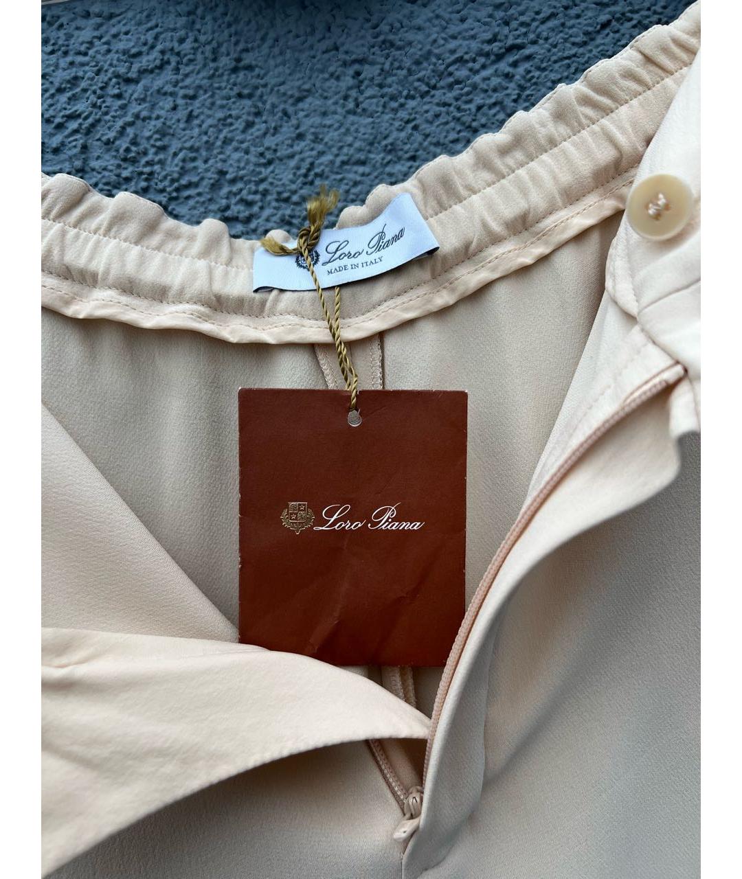 LORO PIANA Бежевые шелковые брюки узкие, фото 3