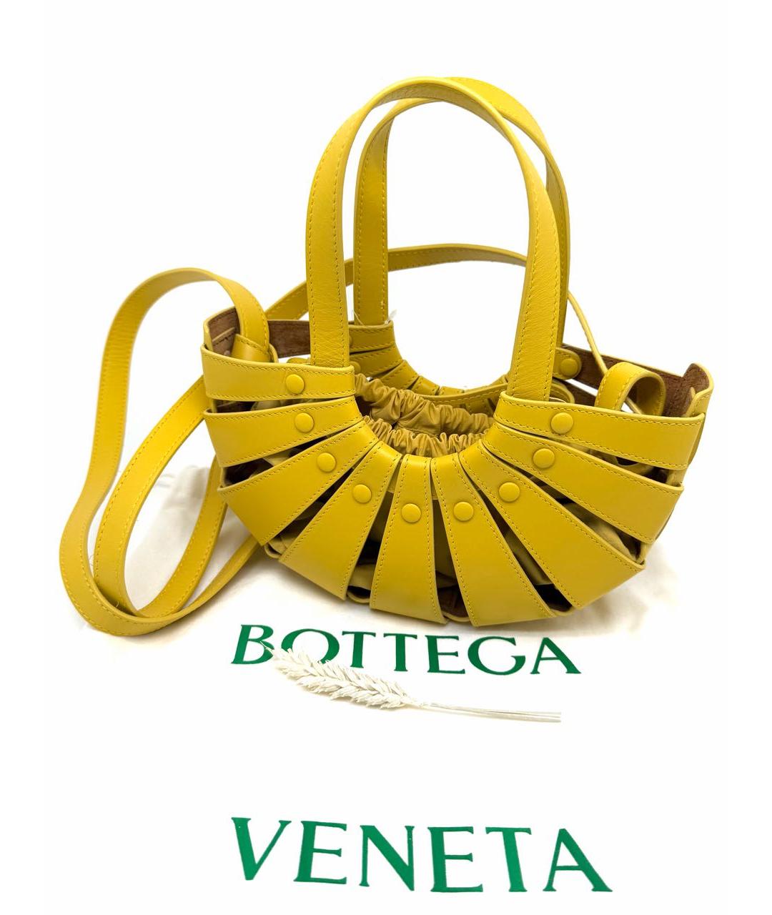 BOTTEGA VENETA Желтая кожаная сумка через плечо, фото 2