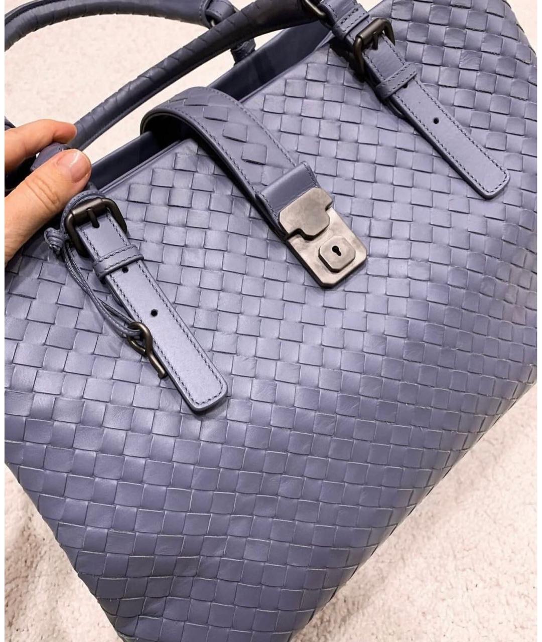 BOTTEGA VENETA Голубая кожаная сумка с короткими ручками, фото 2