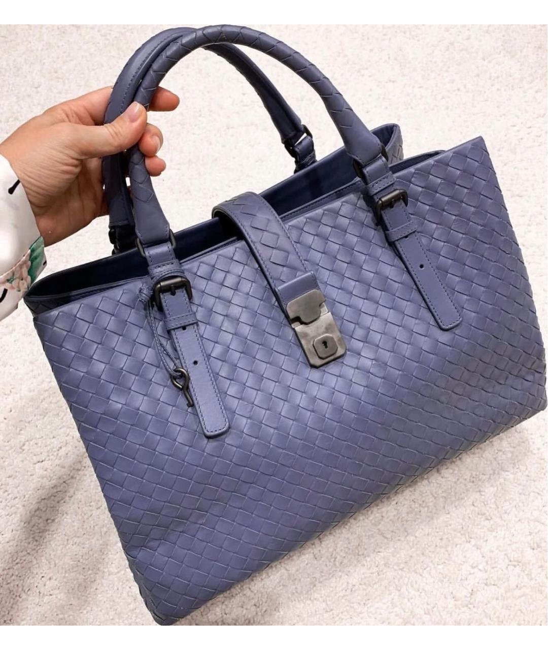 BOTTEGA VENETA Голубая кожаная сумка с короткими ручками, фото 8