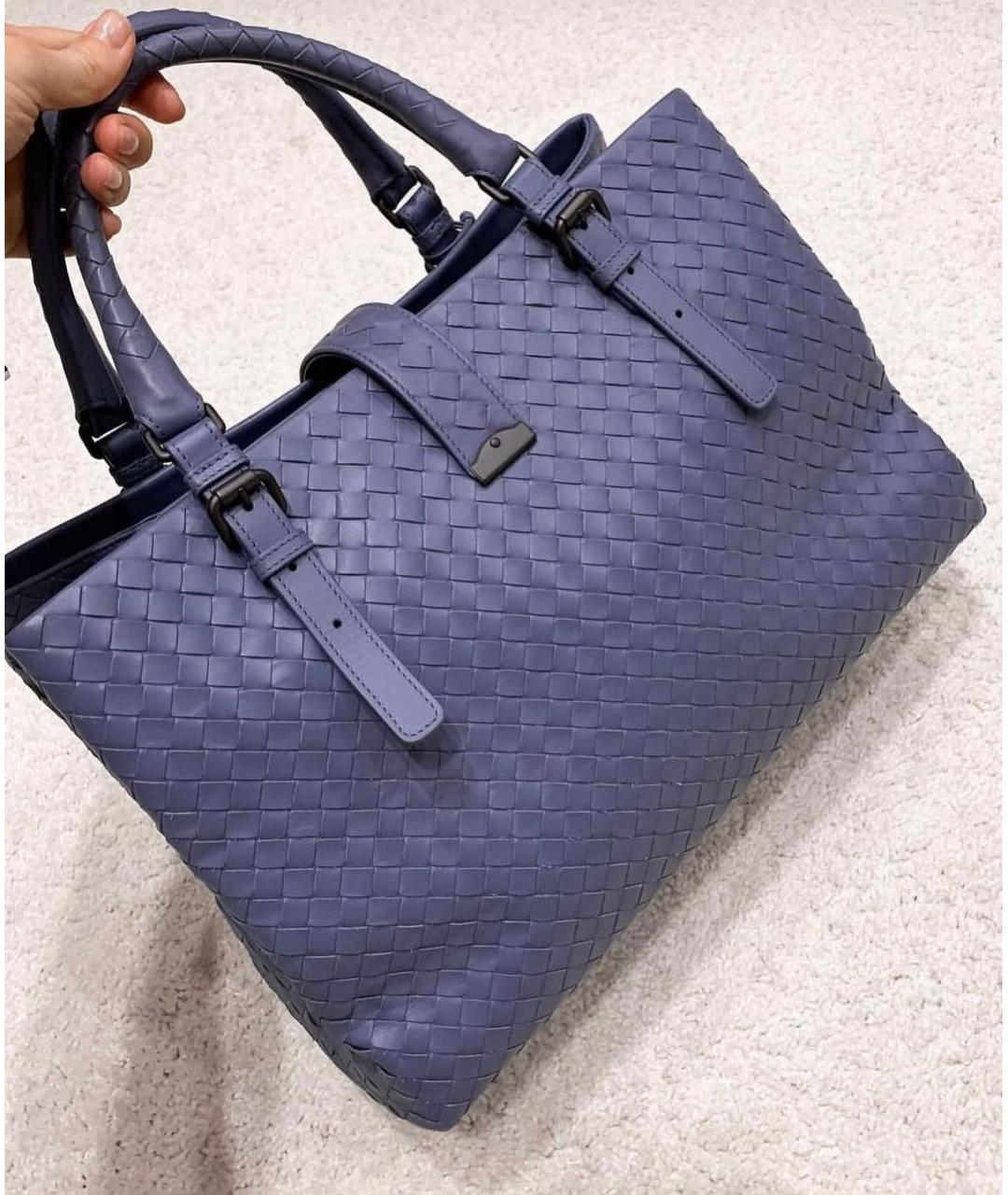 BOTTEGA VENETA Голубая кожаная сумка с короткими ручками, фото 3