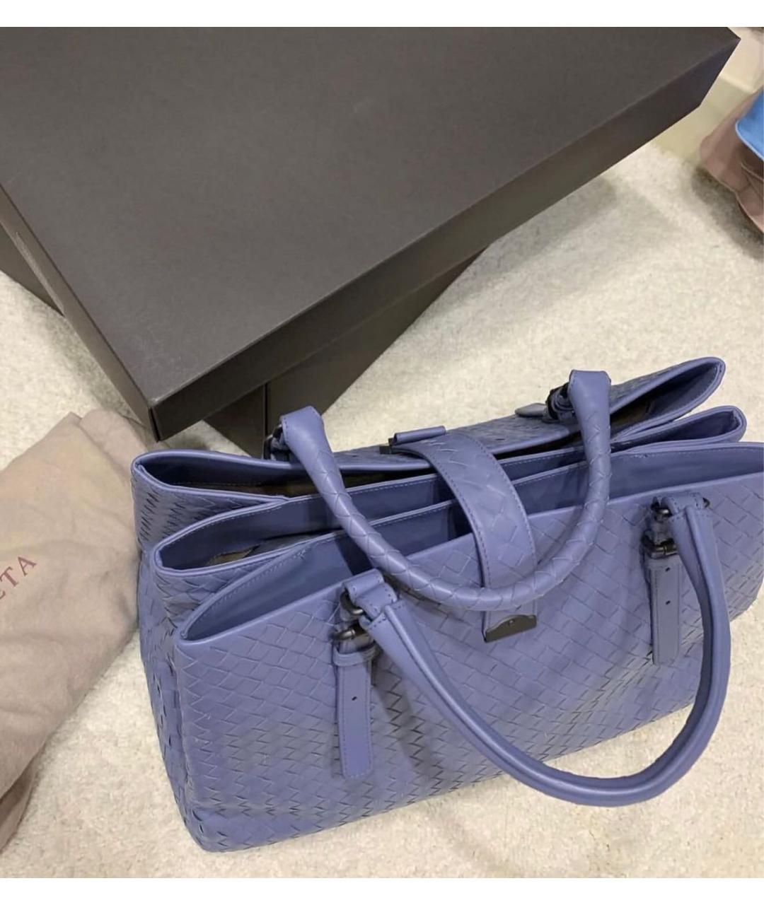 BOTTEGA VENETA Голубая кожаная сумка с короткими ручками, фото 6