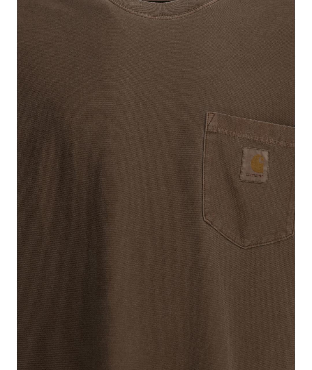 CARHARTT WIP Коричневая хлопковая футболка, фото 3