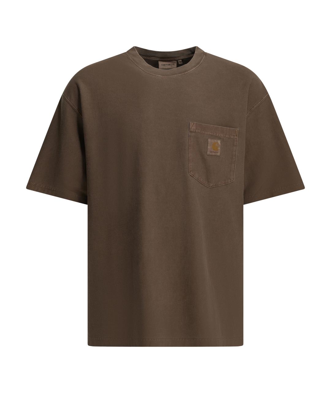 CARHARTT WIP Коричневая хлопковая футболка, фото 1