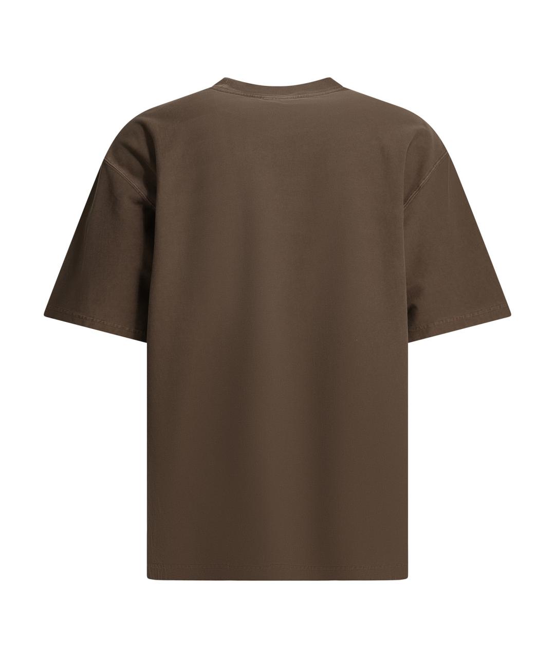 CARHARTT WIP Коричневая хлопковая футболка, фото 2