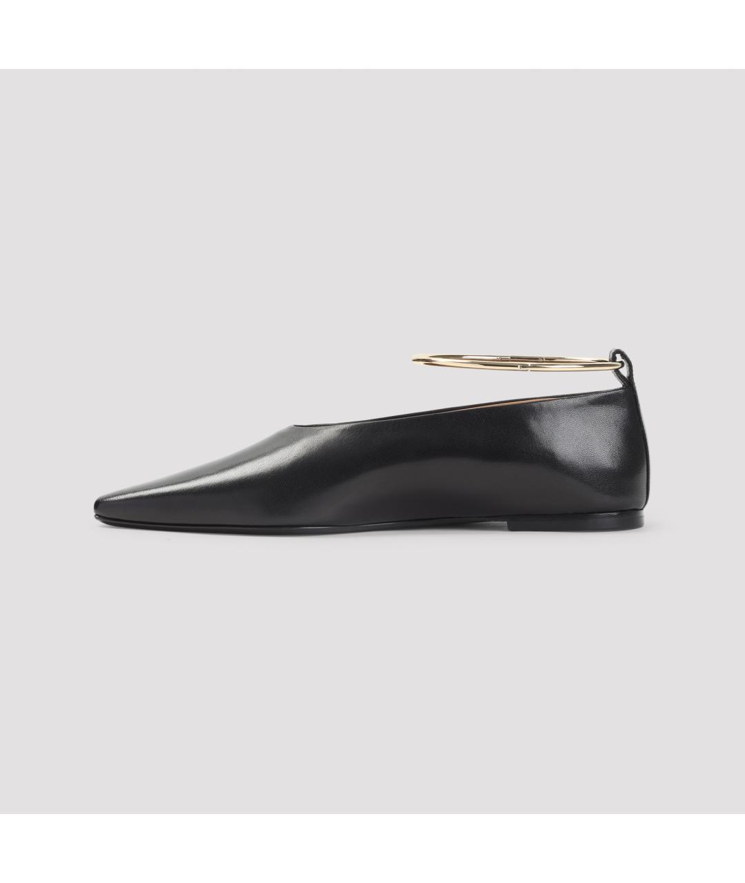 JIL SANDER Черные кожаные балетки, фото 3