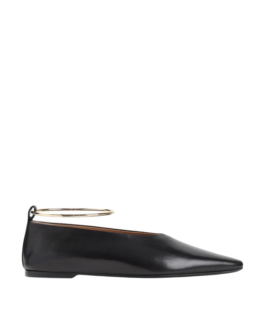 JIL SANDER Черные кожаные балетки, фото 1