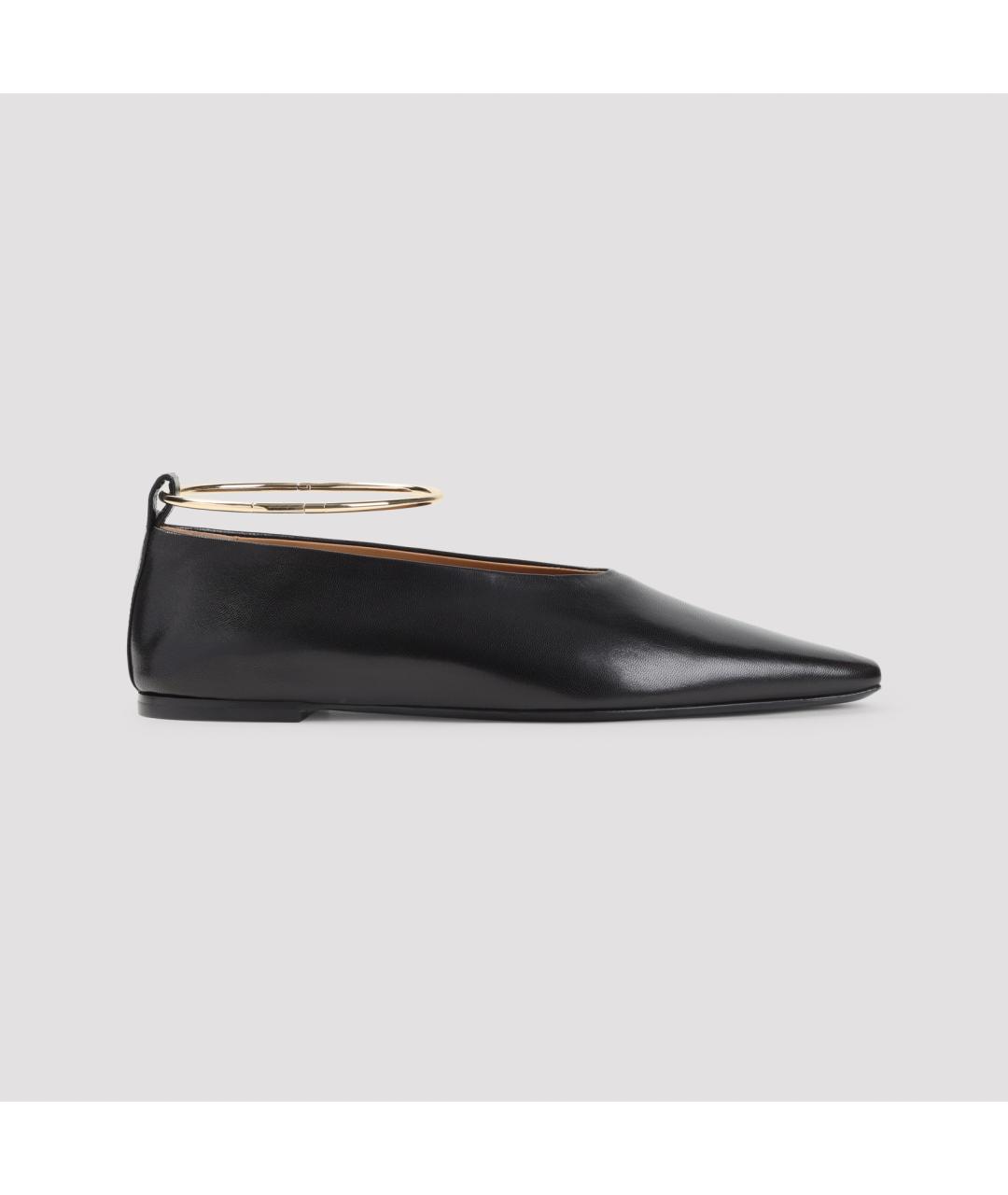 JIL SANDER Черные кожаные балетки, фото 2