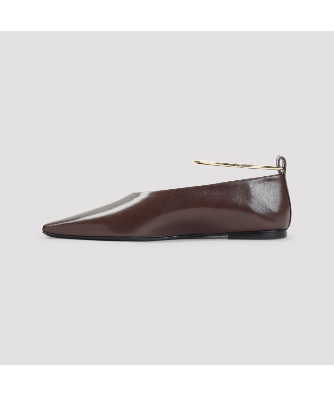 JIL SANDER Коричневые кожаные балетки, фото 3
