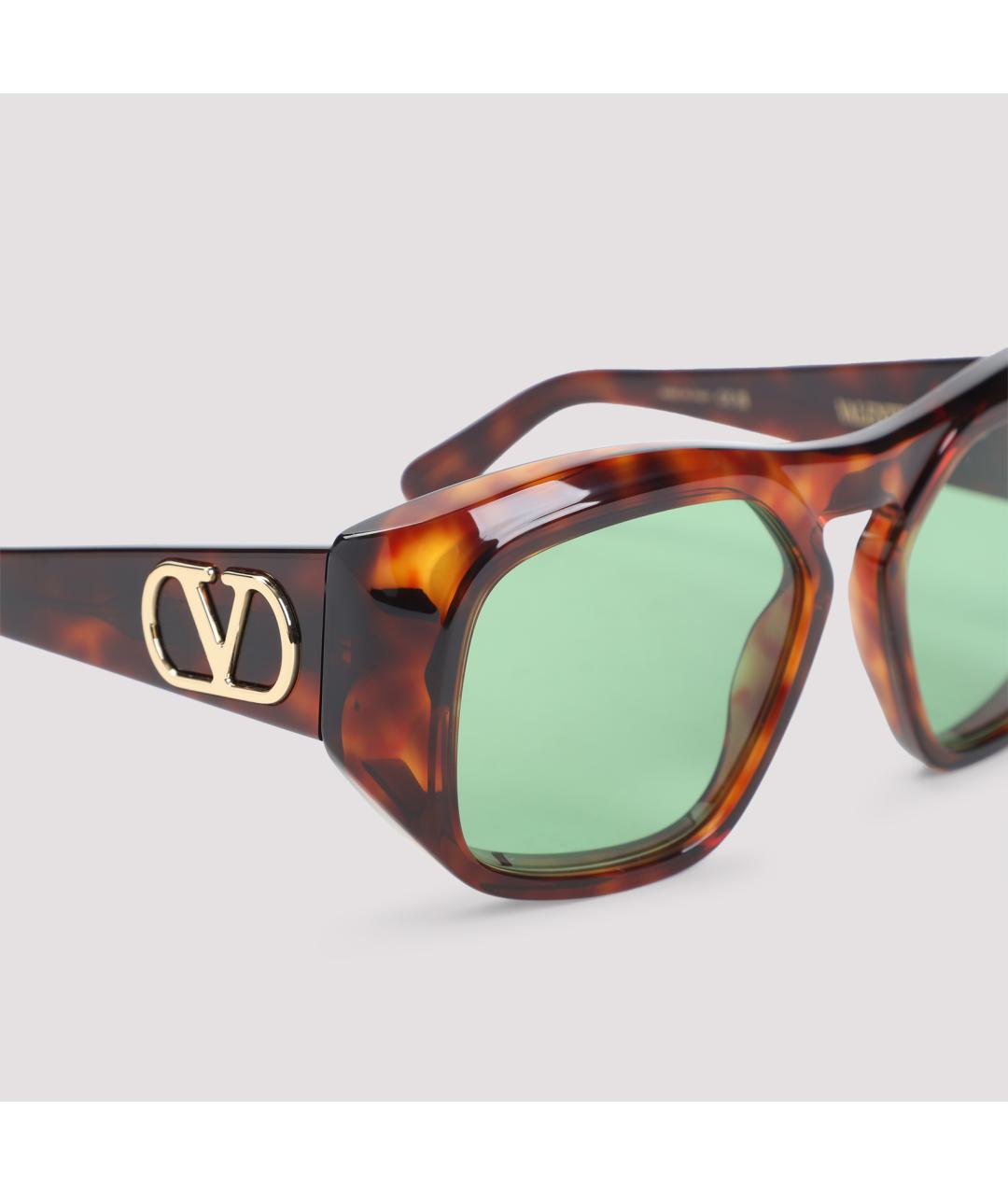 VALENTINO Коричневые пластиковые солнцезащитные очки, фото 4