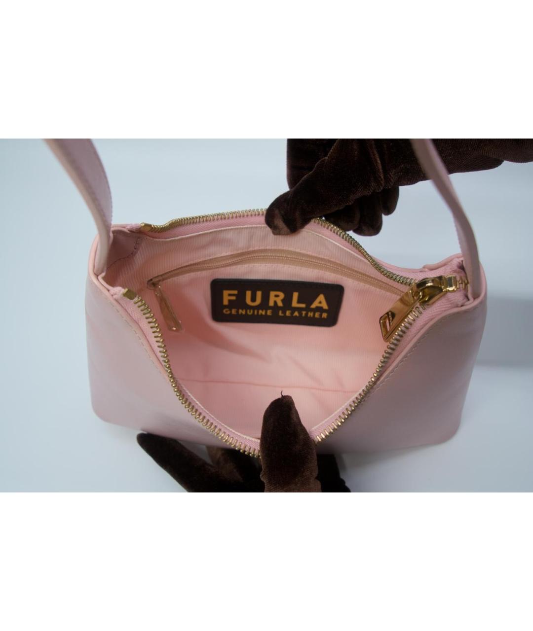 FURLA Розовая кожаная сумка с короткими ручками, фото 8