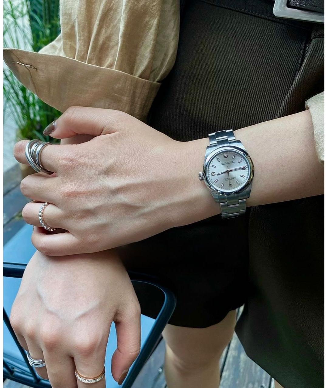 ROLEX Белые металлические часы, фото 4