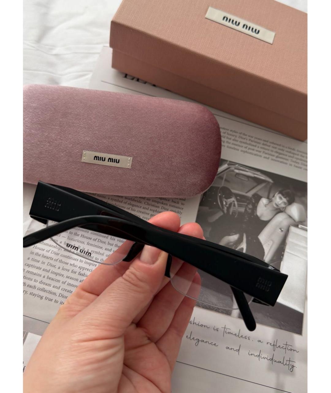 MIU MIU Черные пластиковые солнцезащитные очки, фото 3